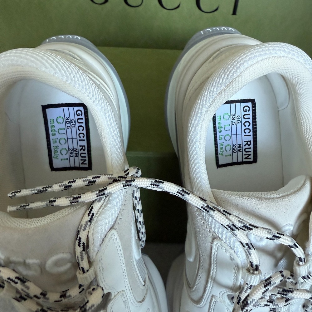 Gucci GG Run Sneaker Leather Women's White Shoes 746939 AAB62 9144, sz 40.5 - Picture 2 of 9